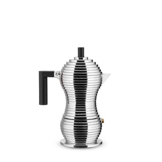 Alessi MDL02/1 Pulcina 1-cup espresso coffee maker in steel with coloured handle and knob Alessi Steel/Black - Buy now on ShopDecor - Discover the best products by ALESSI design