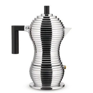 Alessi MDL02/6 Pulcina 6-cup espresso coffee maker in steel with coloured handle and knob - Buy now on ShopDecor - Discover the best products by ALESSI design