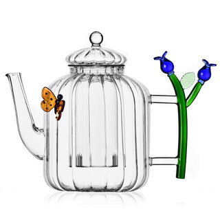 Ichendorf Botanica teapot optic blue flower and butterfly by Alessandra Baldereschi - Buy now on ShopDecor - Discover the best products by ICHENDORF design