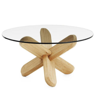 Normann Copenhagen Ding table with transparent glass top diam. 75 cm and wood legs - Buy now on ShopDecor - Discover the best products by NORMANN COPENHAGEN design