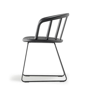 Pedrali Nym 2855 armchair in black painted ash wood with sled base - Buy now on ShopDecor - Discover the best products by PEDRALI design