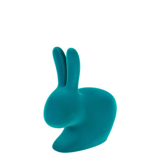 Qeeboo Rabbit Chair Velvet Finish in the shape of a rabbit Qeeboo Turquoise velvet - Buy now on ShopDecor - Discover the best products by QEEBOO design