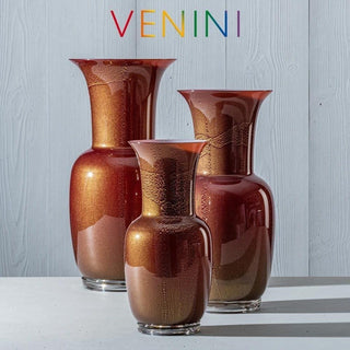 Venini Opalino 706.38 vase ox blood red with gold leaf/cipria pink inside h. 30 cm. Buy now on Shopdecor