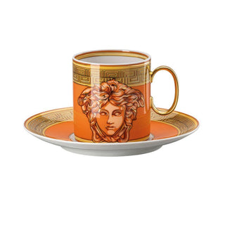 Versace meets Rosenthal Medusa Amplified coffee cup and saucer Versace Orange Coin - Buy now on ShopDecor - Discover the best products by VERSACE HOME design